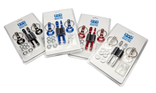 Bonnet pins in packaging all four colours